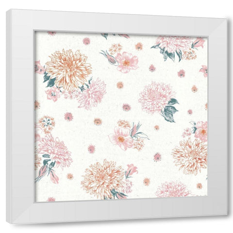 Flowers on White Contemporary Bright Pattern IV White Modern Wood Framed Art Print by Wild Apple Portfolio