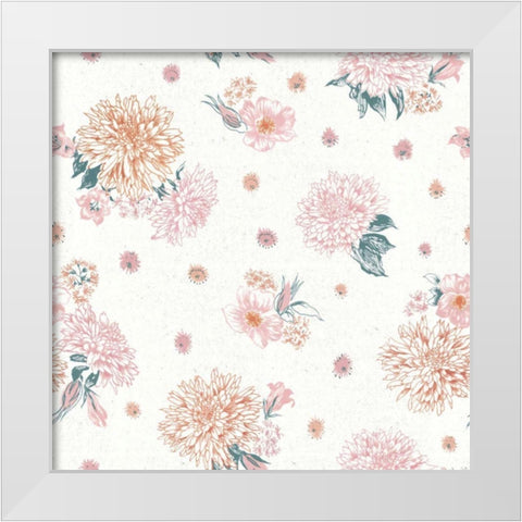 Flowers on White Contemporary Bright Pattern IV White Modern Wood Framed Art Print by Wild Apple Portfolio