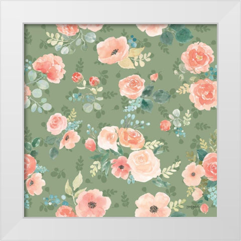Blooming Delight Pattern ID White Modern Wood Framed Art Print by Jackson, Jenaya