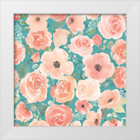 Blooming Delight Pattern VC White Modern Wood Framed Art Print by Jackson, Jenaya