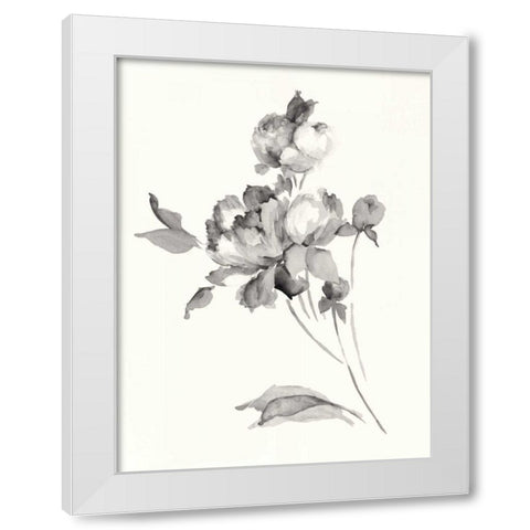 Peony Blossoms Gray Crop White Modern Wood Framed Art Print by Wild Apple Portfolio