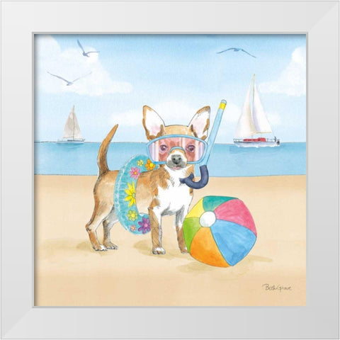 Summer Paws II No Words White Modern Wood Framed Art Print by Grove, Beth