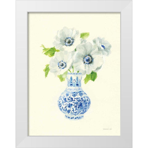 Floral Chinoiserie I White Modern Wood Framed Art Print by Nai, Danhui