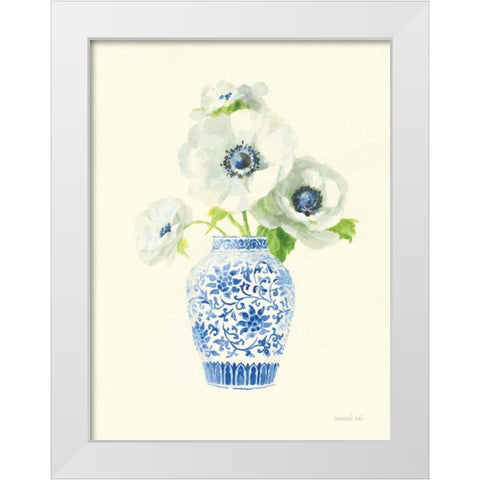 Floral Chinoiserie II White Modern Wood Framed Art Print by Nai, Danhui