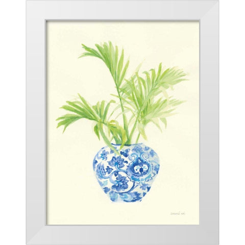 Palm Chinoiserie II White Modern Wood Framed Art Print by Nai, Danhui