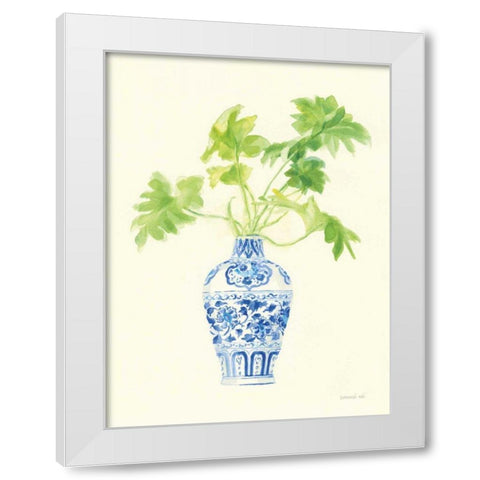 Palm Chinoiserie III White Modern Wood Framed Art Print by Nai, Danhui