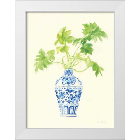 Palm Chinoiserie III White Modern Wood Framed Art Print by Nai, Danhui