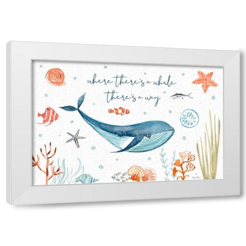 Whale Tale III White Modern Wood Framed Art Print by Zaman, Farida