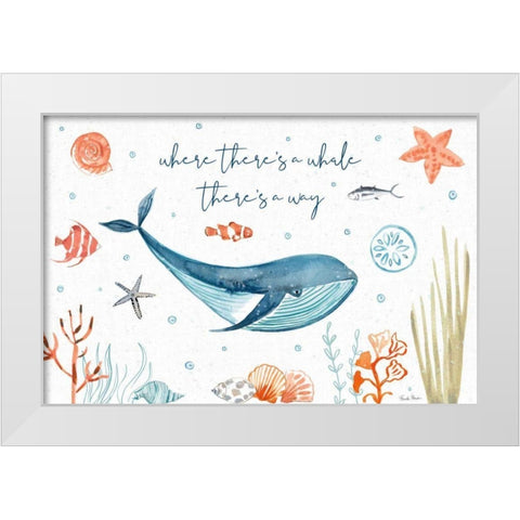 Whale Tale III White Modern Wood Framed Art Print by Zaman, Farida