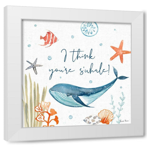 Whale Tale V White Modern Wood Framed Art Print by Zaman, Farida