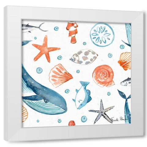 Whale Tale Pattern IA White Modern Wood Framed Art Print by Zaman, Farida