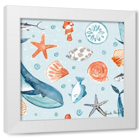 Whale Tale Pattern IB White Modern Wood Framed Art Print by Zaman, Farida