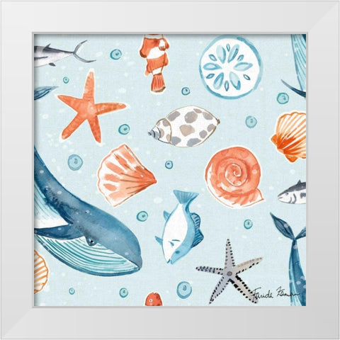 Whale Tale Pattern IB White Modern Wood Framed Art Print by Zaman, Farida