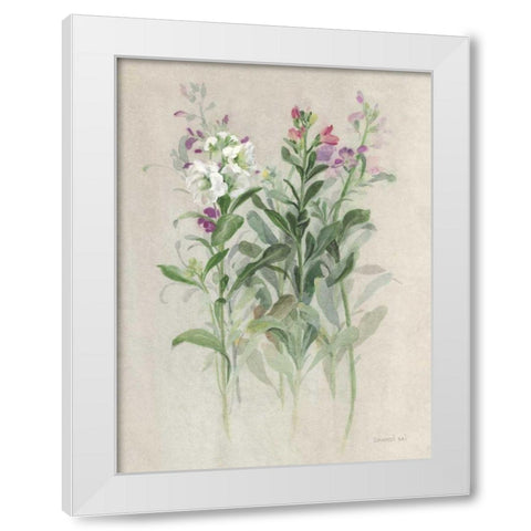 Sprigs of June I White Modern Wood Framed Art Print by Nai, Danhui