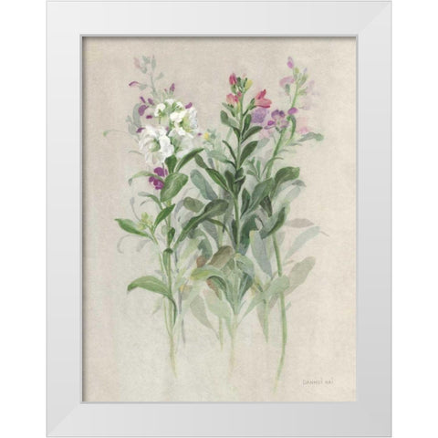 Sprigs of June I White Modern Wood Framed Art Print by Nai, Danhui