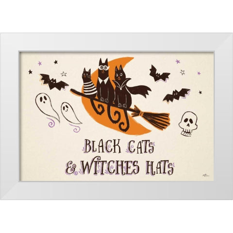 Spooktacular I Witches Hats White Modern Wood Framed Art Print by Penner, Janelle