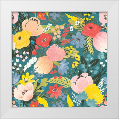 Wild Garden Pattern IA White Modern Wood Framed Art Print by Marshall, Laura