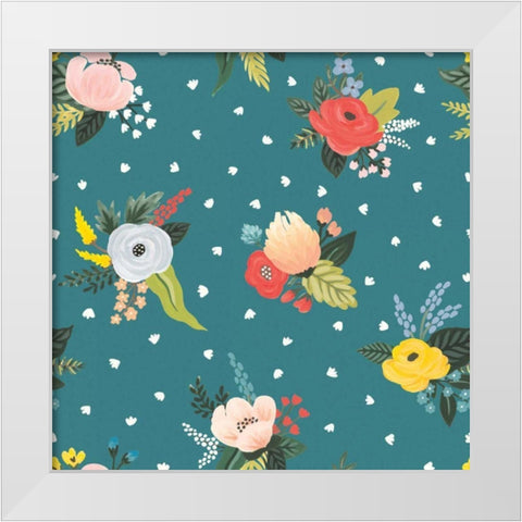 Wild Garden Pattern VA White Modern Wood Framed Art Print by Marshall, Laura