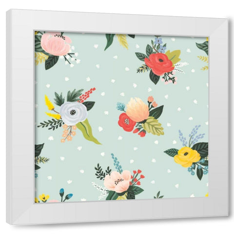 Wild Garden Pattern VD White Modern Wood Framed Art Print by Marshall, Laura