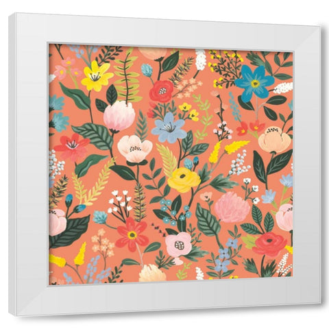 Wild Garden Pattern XIB White Modern Wood Framed Art Print by Marshall, Laura