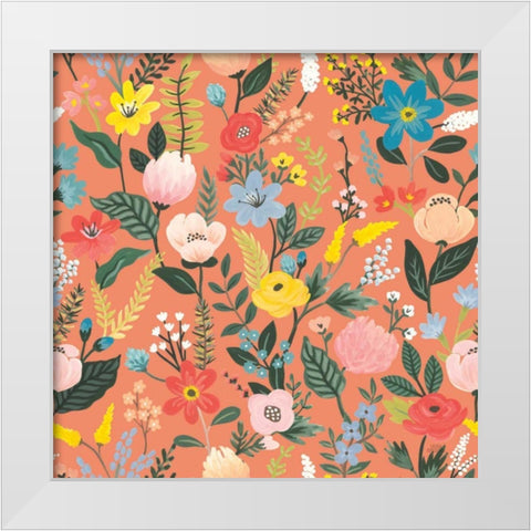 Wild Garden Pattern XIB White Modern Wood Framed Art Print by Marshall, Laura