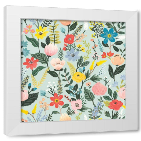 Wild Garden Pattern XID White Modern Wood Framed Art Print by Marshall, Laura