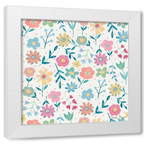 Happy Baby Pattern IA White Modern Wood Framed Art Print by Zaman, Farida
