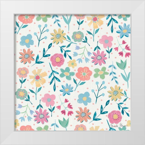 Happy Baby Pattern IA White Modern Wood Framed Art Print by Zaman, Farida