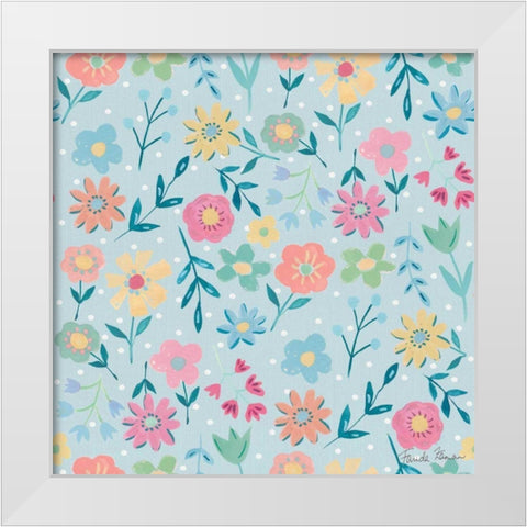 Happy Baby Pattern IC White Modern Wood Framed Art Print by Zaman, Farida