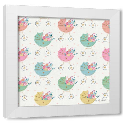 Happy Baby Pattern II White Modern Wood Framed Art Print by Zaman, Farida