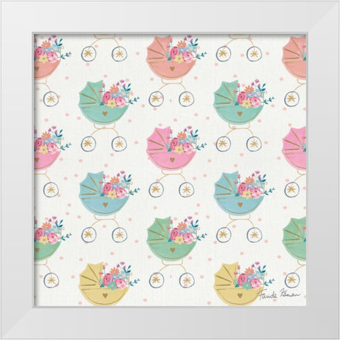 Happy Baby Pattern II White Modern Wood Framed Art Print by Zaman, Farida