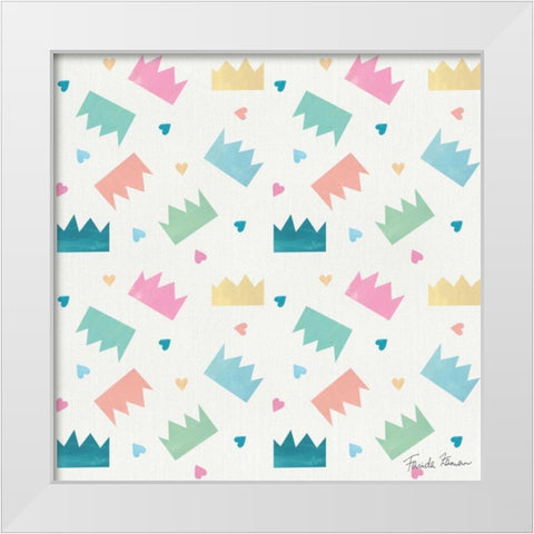 Happy Baby Pattern IV White Modern Wood Framed Art Print by Zaman, Farida
