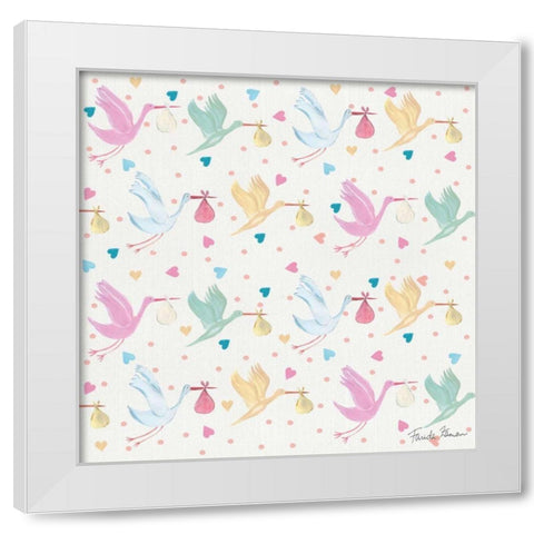Happy Baby Pattern VI White Modern Wood Framed Art Print by Zaman, Farida