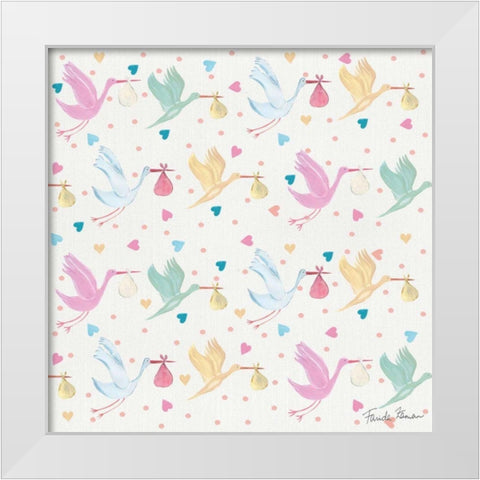 Happy Baby Pattern VI White Modern Wood Framed Art Print by Zaman, Farida
