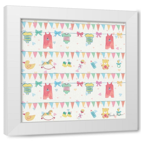 Happy Baby Pattern VIIA White Modern Wood Framed Art Print by Zaman, Farida