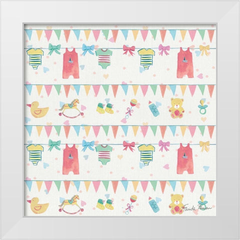 Happy Baby Pattern VIIA White Modern Wood Framed Art Print by Zaman, Farida