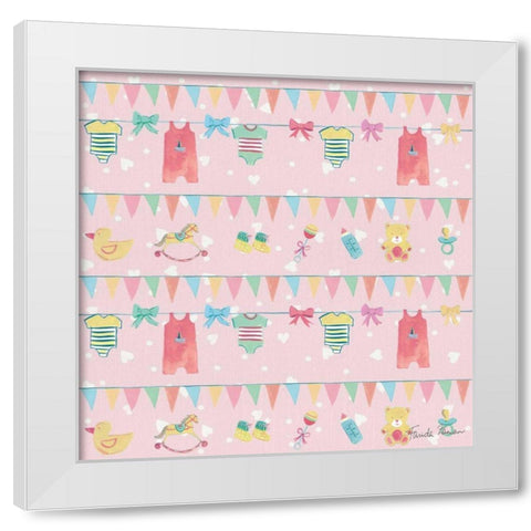 Happy Baby Pattern VIIB White Modern Wood Framed Art Print by Zaman, Farida