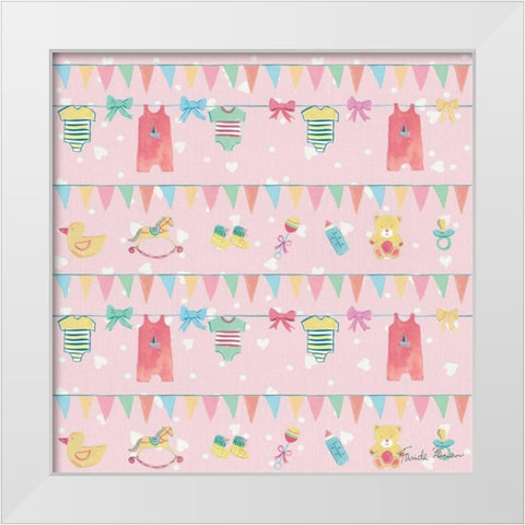 Happy Baby Pattern VIIB White Modern Wood Framed Art Print by Zaman, Farida