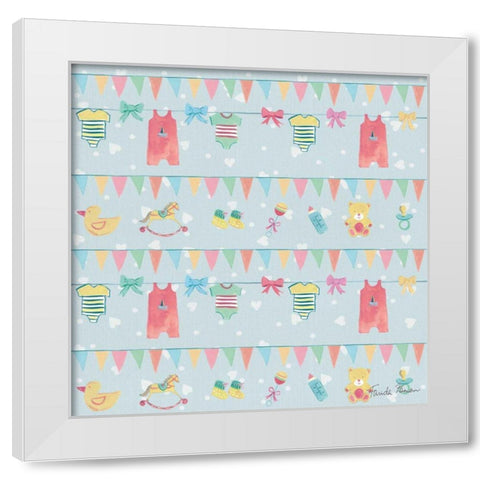 Happy Baby Pattern VIIC White Modern Wood Framed Art Print by Zaman, Farida