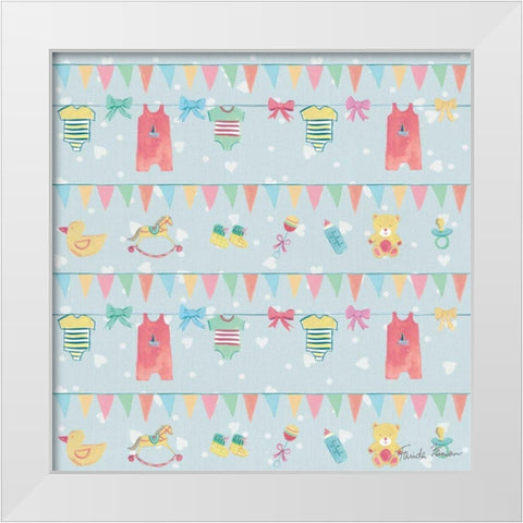 Happy Baby Pattern VIIC White Modern Wood Framed Art Print by Zaman, Farida