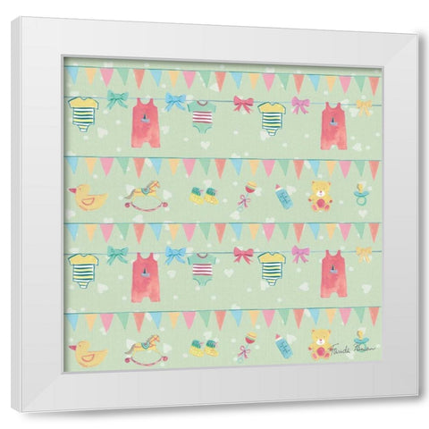 Happy Baby Pattern VIID White Modern Wood Framed Art Print by Zaman, Farida