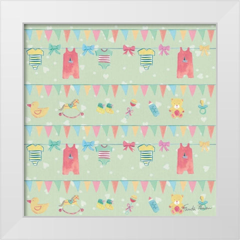 Happy Baby Pattern VIID White Modern Wood Framed Art Print by Zaman, Farida