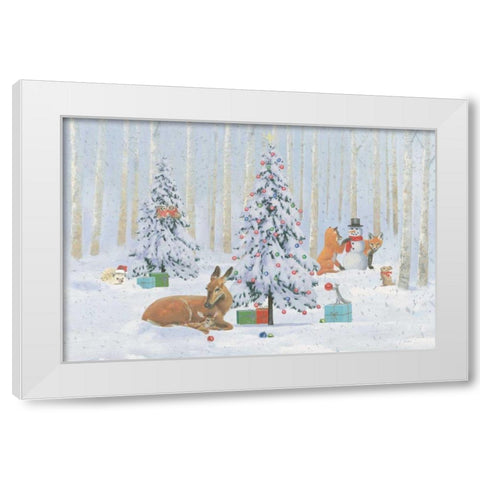 Christmas Critters Bright I White Modern Wood Framed Art Print by Adams, Emily