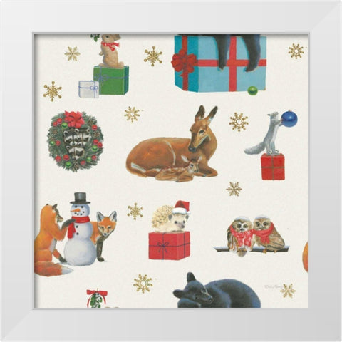 Christmas Critters Bright Pattern IIIB White Modern Wood Framed Art Print by Adams, Emily