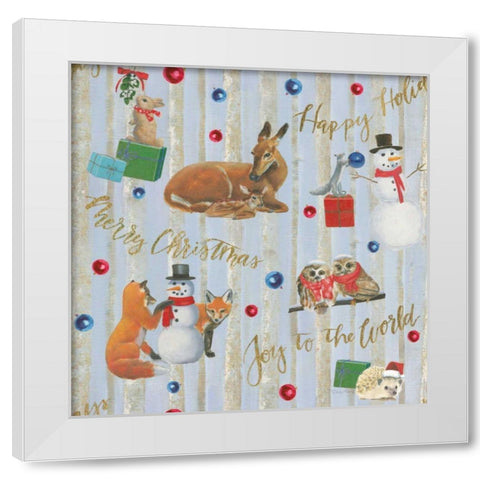 Christmas Critters Bright Pattern IVA White Modern Wood Framed Art Print by Adams, Emily