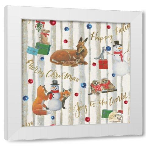 Christmas Critters Bright Pattern IVB White Modern Wood Framed Art Print by Adams, Emily