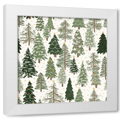 Christmas Village Pattern XII White Modern Wood Framed Art Print by Marshall, Laura