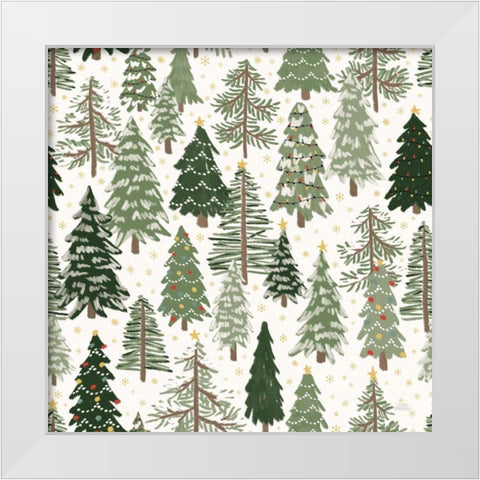 Christmas Village Pattern XII White Modern Wood Framed Art Print by Marshall, Laura