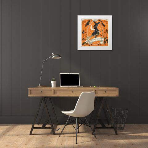 Stay Creepy II Orange White Modern Wood Framed Art Print by Penner, Janelle