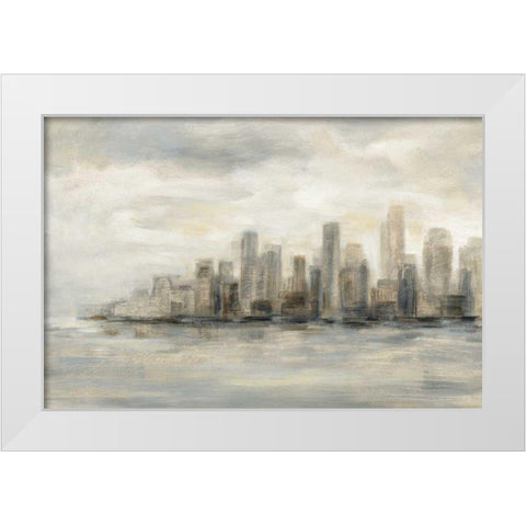 Manhattan Low Clouds White Modern Wood Framed Art Print by Vassileva, Silvia